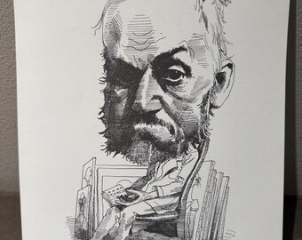 David Levine Caricature of great American painter Thomas Eakins 1844-1916 from the New York Review of Books (NYRB) 1960s/70s