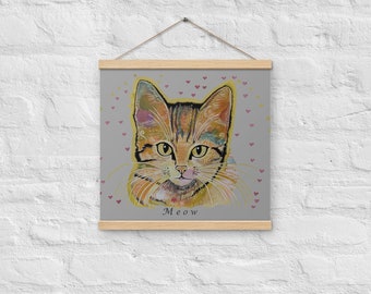 Regenboog kat, aquarel artwork print