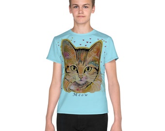 T-shirt met regenboogkat voor jongeren