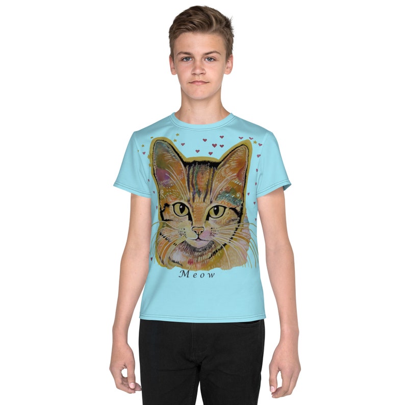 Youth rainbow cat t-shirt image 1