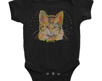 Baby kat Onesie met baby kat Romper, nieuwe geboren Kitten Onesie, 12 maanden kat onesie, 18 maanden kat onesie, Baby douchegift