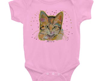 Baby kat Onesie met baby kat Romper, nieuwe geboren Kitten Onesie, 12 maanden kat onesie, 18 maanden kat onesie, Baby douchegift