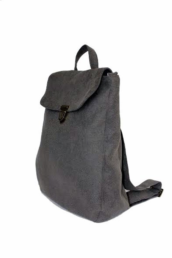 grey faux leather backpack