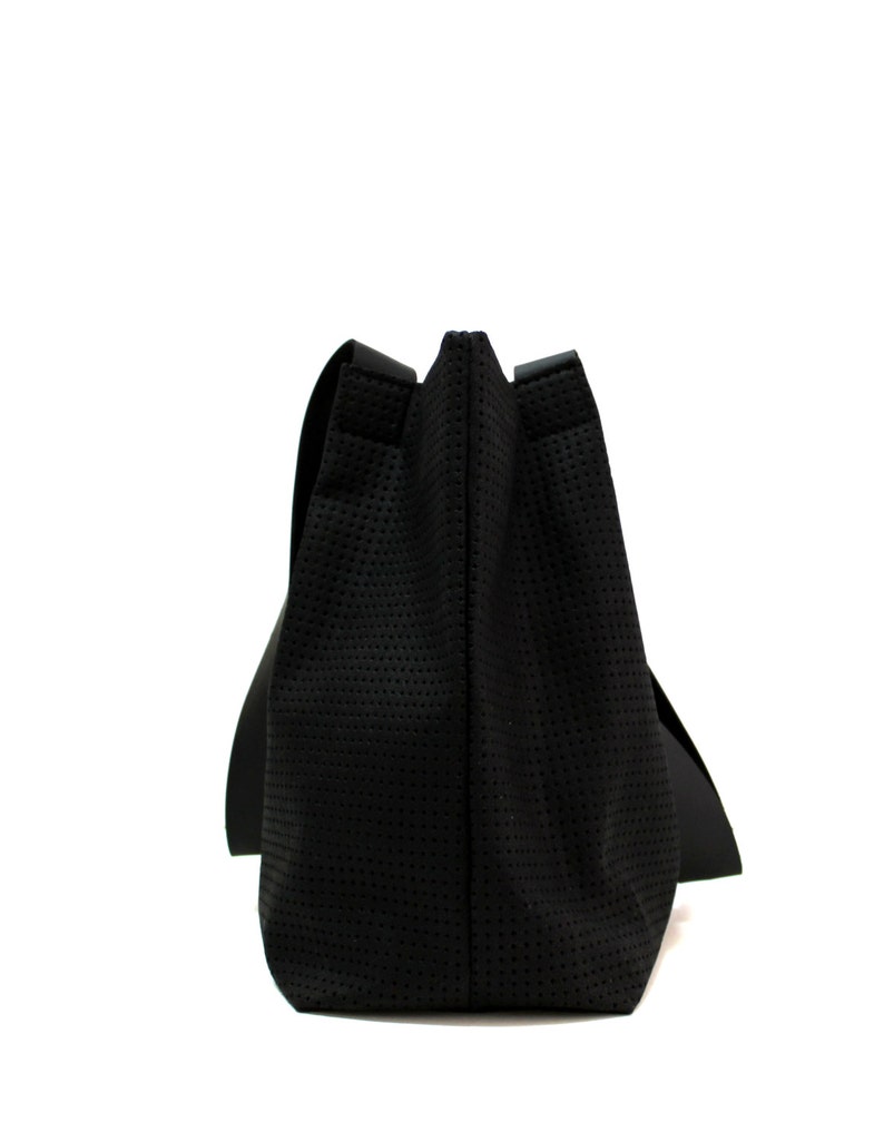 black handbag black shoulder bag black faux leather tote bag with real black leather straps everyday bag black tote bag women handbag,
