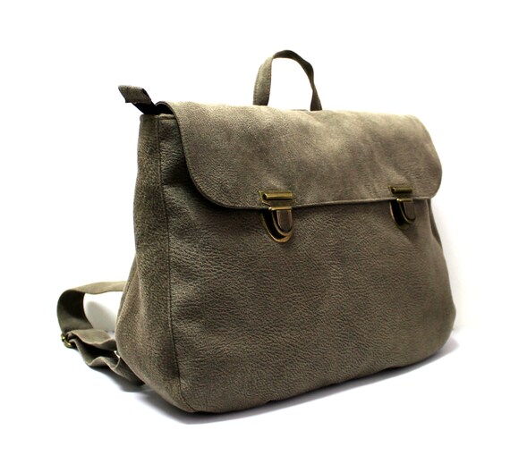 grey faux leather backpack