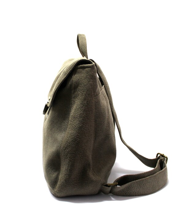 grey faux leather backpack
