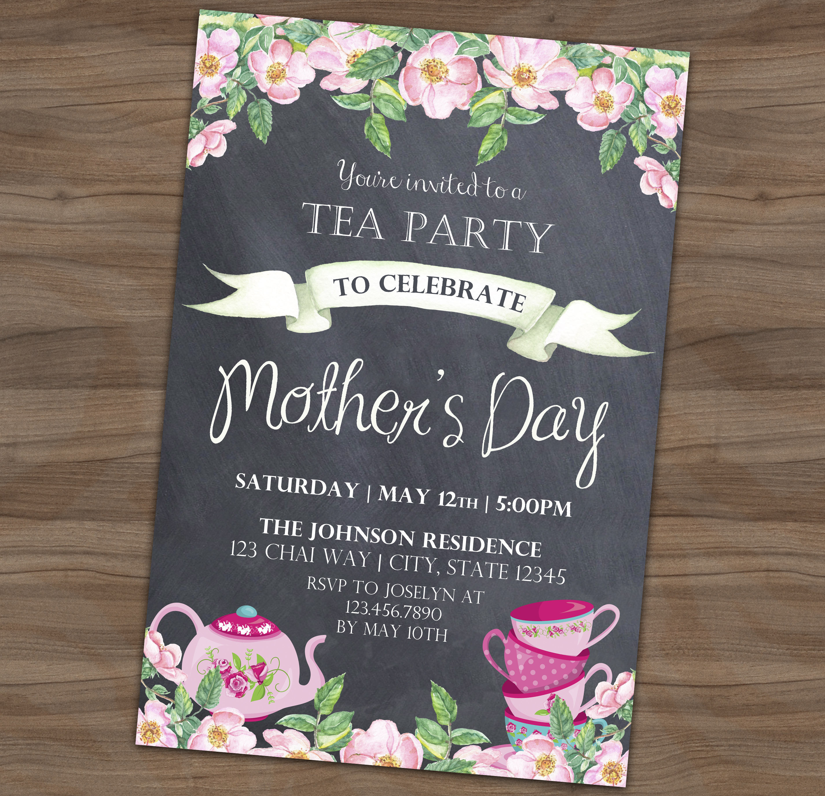 Mother's Day Tea Party Invitation Mommy and Me Invite Etsy