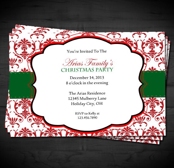 Christmas Party Invitation Xmas Dinner Invite Elegant | Etsy