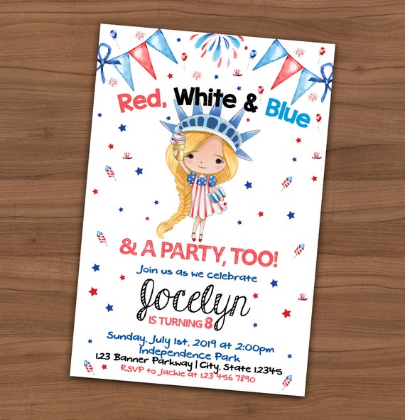 Fourth Of July Birthday Invitation Independence Day Party Etsy