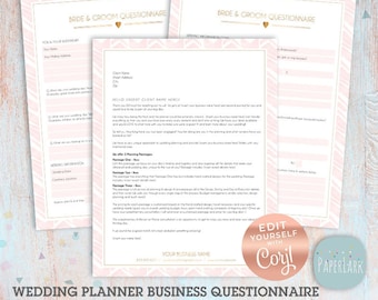 Wedding Planner Client Questionnaire and Welcome Letter, DIY Template Corjl Editable- NG034C