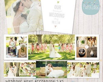 Wedding Album Accordion Mini - 3x3 inch Photoshop template - FN003 - INSTANT DOWNLOAD