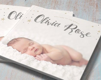 Baby Photo Album Template - Newborn Photography - 12x12- Photoshop template - RW001 - INSTANT DOWNLOAD