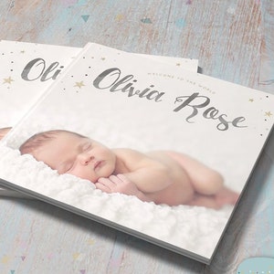 Baby Photo Album Template - Newborn Photography - 12x12- Photoshop template - RW001 - INSTANT DOWNLOAD