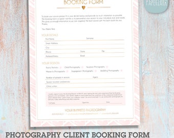 Photography Booking Form, Client Booking Form For Photographers,  Sign up template, Photoshop - NG100 - INSTANT DOWNLOAD