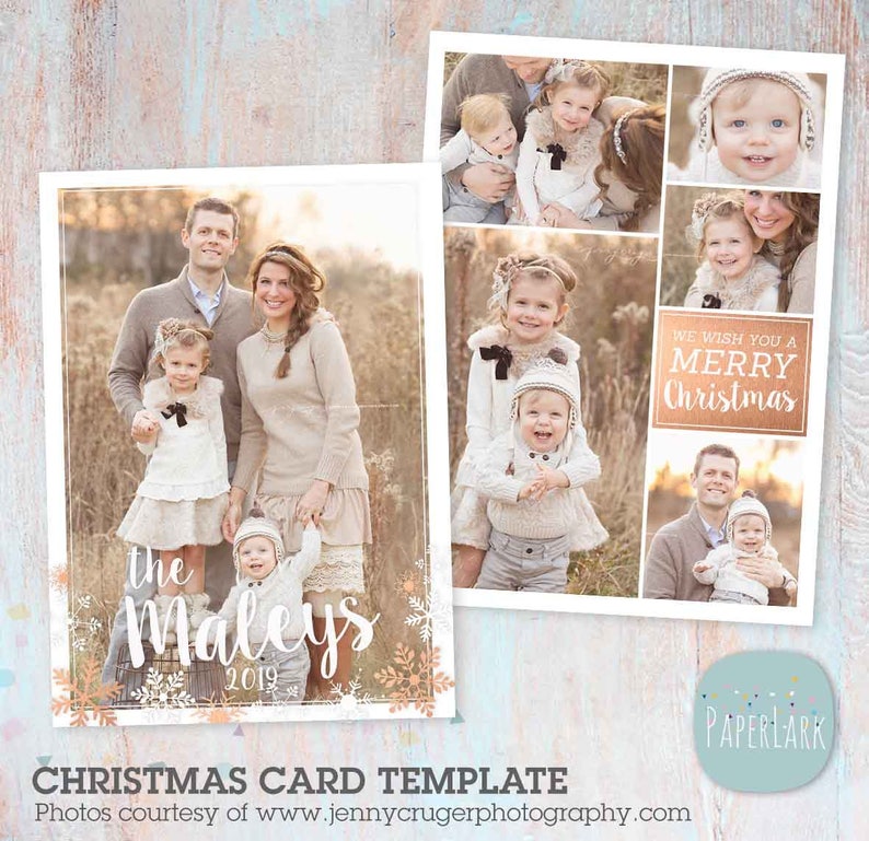 Christmas Card, Christmas Card Template, Merry Christmas, Happy Christmas Card, Family Card, Photoshop template, AC068 INSTANT DOWNLOAD image 1