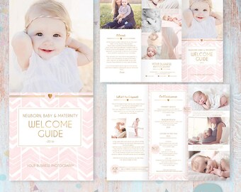 Client Welcome Guide - Newborn, Maternity and Baby - Trifold Brochure Flyer - DL Size Sell Sheet and A4 - PG021 - Instant Download