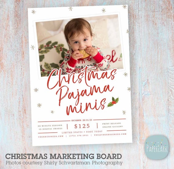 christmas pajama mini session template photography marketing etsy