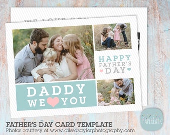 Father's Day Card, Daddy and Me, Fathers Day Template , Happy Father's Day, Card for Dads, Photoshop template  - AJ001- INSTANT DOWNLOAD