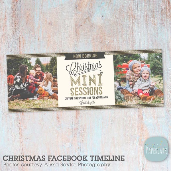 Christmas Mini Session Facebook Timeline - Photoshop Template - HC008 - INSTANT DOWNLOAD