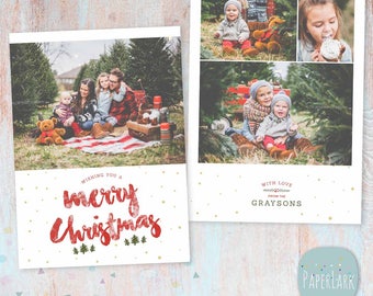 Christmas Card Holiday Template - Photoshop template - AC096 - INSTANT DOWNLOAD