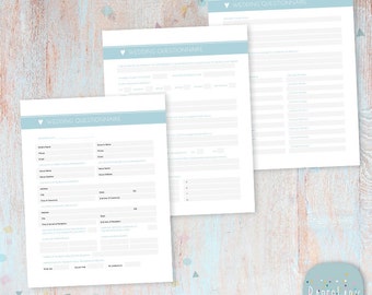Wedding Photography Questionnaire - Photoshop Template - NG019 - Instant Download