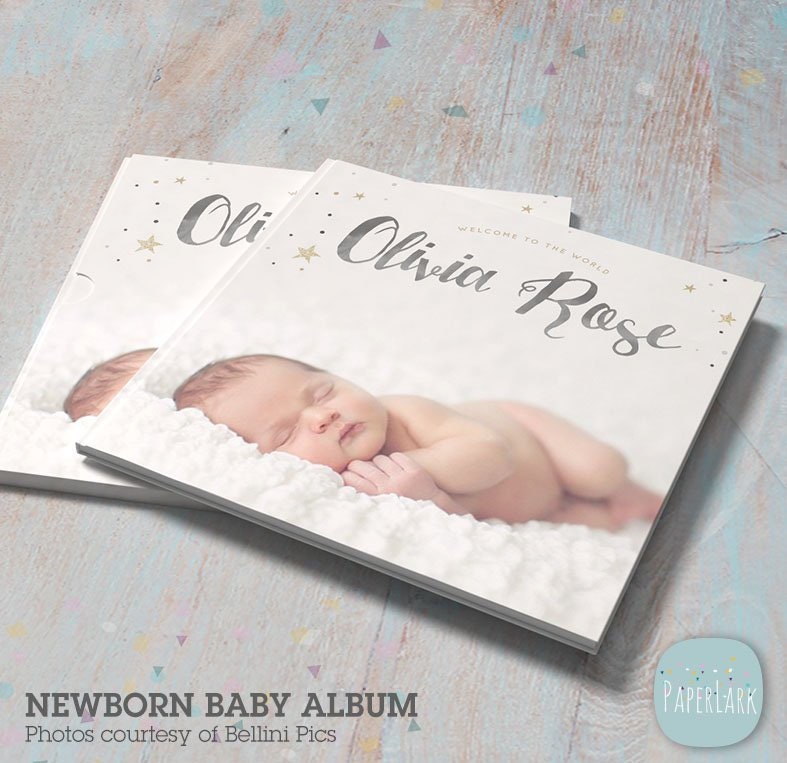 Baby Photo Album Template - Newborn Photography - 12x12- Photoshop template - RW001 - INSTANT DOWNLOAD