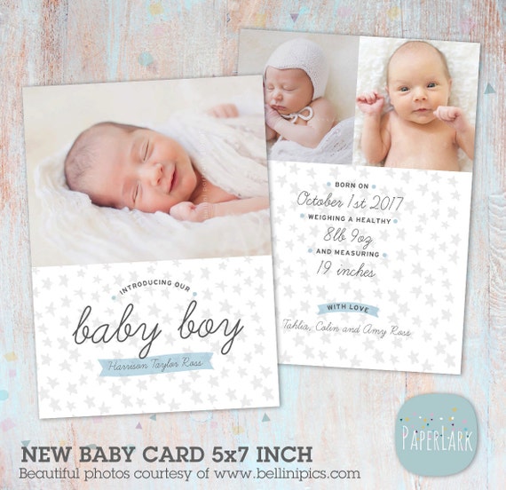 birth announcement templatenewborn baby boy birth announcement new baby photoshop card template an006 instant download new baby template