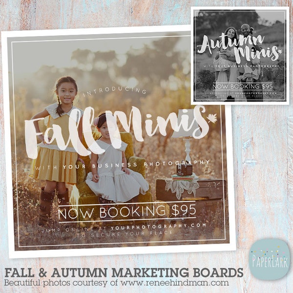 Fall Mini Session Template - Photography Marketing Board - Fall/Autumn Mini Sessions - Photoshop template - IW019 - INSTANT DOWNLOAD