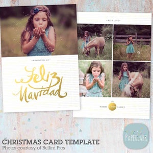 Feliz Navidad, Card, Holiday Template,  Holiday Card, Feliz Navidad Card, Photo template, Photoshop template, AC041-INSTANT DOWNLOAD