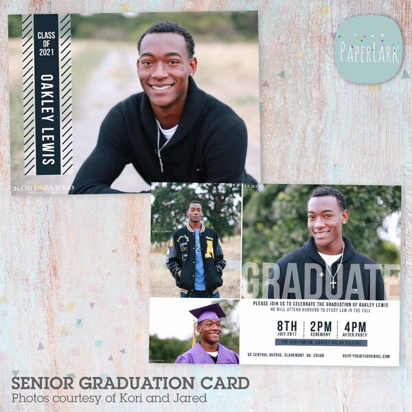 Guys Senior Graduation Card - Photoshop Template AG006- INSTANT DOWNLOAD