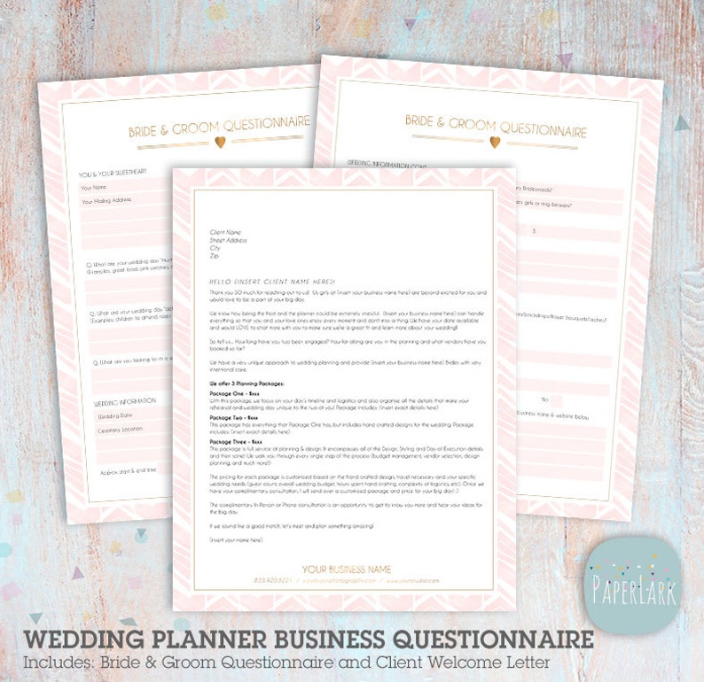 Wedding Planner Client Questionnaire and Welcome Letter Etsy Wedding Planner Client Questionnaire and Welcome Letter Etsy