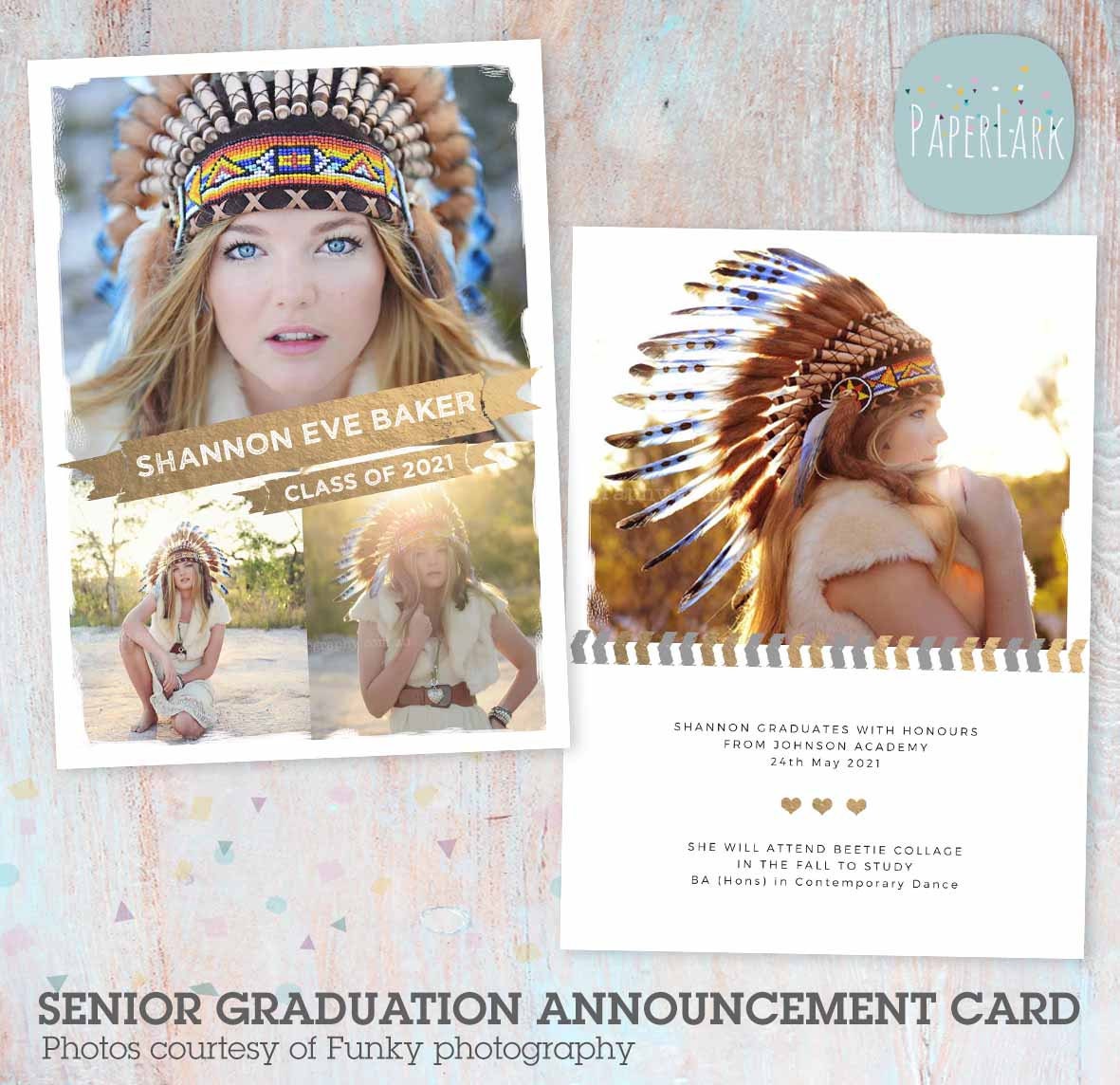 Senior Graduation Card Announcement Card Template Photoshop