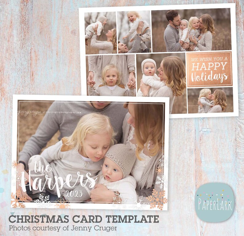 Christmas Card, Christmas Card Template, Merry Christmas, Happy Christmas Photoshop template AC074 INSTANT DOWNLOAD image 3