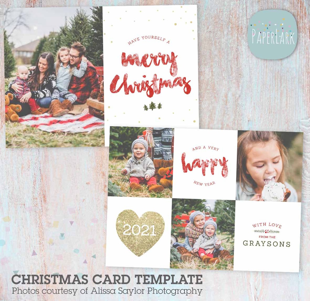Christmas Card Template - Photoshop Template - AC099 - INSTANT DOWNLOAD