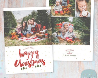 Christmas Card Template - Photoshop template - AC087 - INSTANT DOWNLOAD