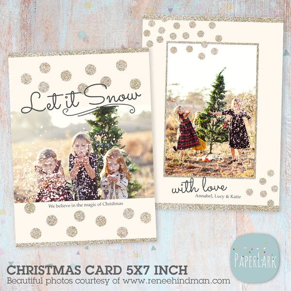 Christmas, Card, Holiday Template, Let it Snow, Xmas template, Merry Christmas, Photoshop template, AC060 - INSTANT DOWNLOAD