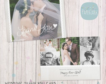 Karta z podziękowaniami za ślub - Szablon Photoshop - AW020 - NATYCHMIASTOWE POBIERANIE