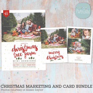 Weihnachten Mini Session Template und Karten Bundle - Christmas Tree Farm - Fotografie Marketing - AC097 - INSTANT DOWNLOAD