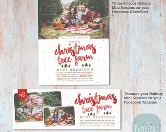 Weihnachten Mini Session Template - Christmas Tree Farm - Fotografie Marketing - Photoshop Template - IC033 - INSTANT DOWNLOAD