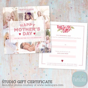 Muttertagsgeschenk Fotografie Geschenkgutschein - Photoshop Vorlage - VG012 - INSTANT DOWNLOAD