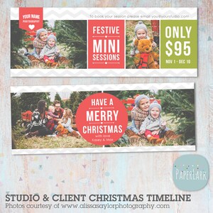 Christmas Mini Session Facebook Timeline with Client timeline - Photoshop Template - HC023 - INSTANT DOWNLOAD