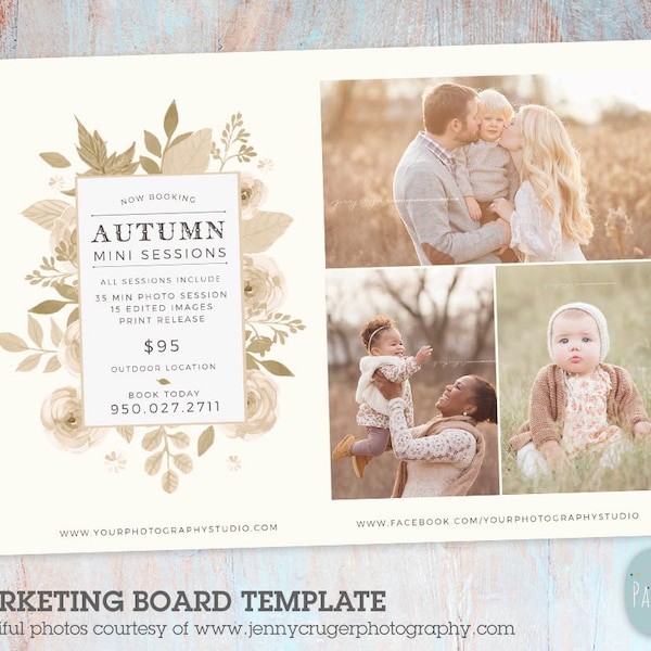Fall Mini Session Template - Autumn Marketing Board - Fall/Autumn Mini Sessions - Photoshop template - IW021 - INSTANT DOWNLOAD