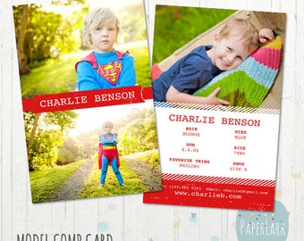 Model Comp Card - Photoshop template - AM002 - INSTANT DOWNLOAD