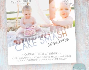Cake Smash Mini Sessions Marketing Board 5x5 - Photography Marketing - Photoshop template - IJ003 - INSTANT DOWNLOAD