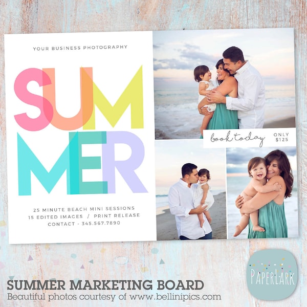 Summer Mini Session Photography Template - Photoshop - IH018 - INSTANT DOWNLOAD