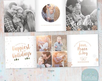 Christmas, Card, Trifold, Christmas Card, Trifold 5x5, Photoshop Template - YC009- INSTANT DOWNLOAD