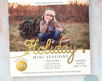 Holiday Mini Sessions - Christmas Photography Marketing - Photoshop template - IC022 - INSTANT DOWNLOAD