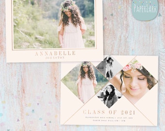 Senior 2020 Card, Class of 2020, Graduation Card, Editable Senior, Graduation Invitation Custom - Corjl Template - AG024C - Instant Download