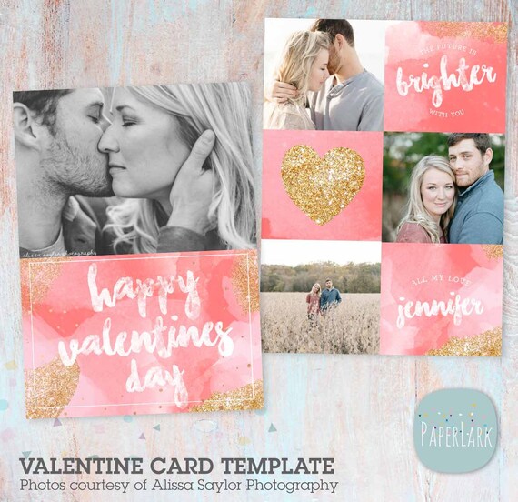 Valentines Day Card Photoshop Template AV023 INSTANT | Etsy