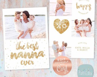 CORJL Editable Nanna Mother's Day Card - Grandmother Card - Mother's Day Easy Editable template - AD005C - INSTANT DOWNLOAD